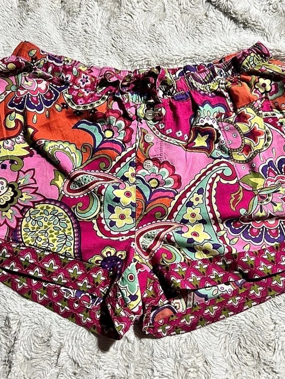 Vera Bradley Paisley Cotton PJ Shorts in Pink Size Medium